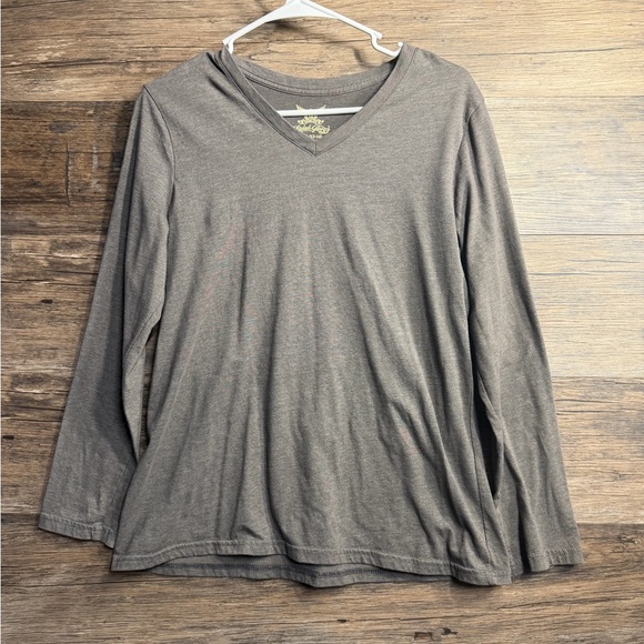 Faded Glory Tops - Faded Glory Taupe Brown V-Neck Blouse